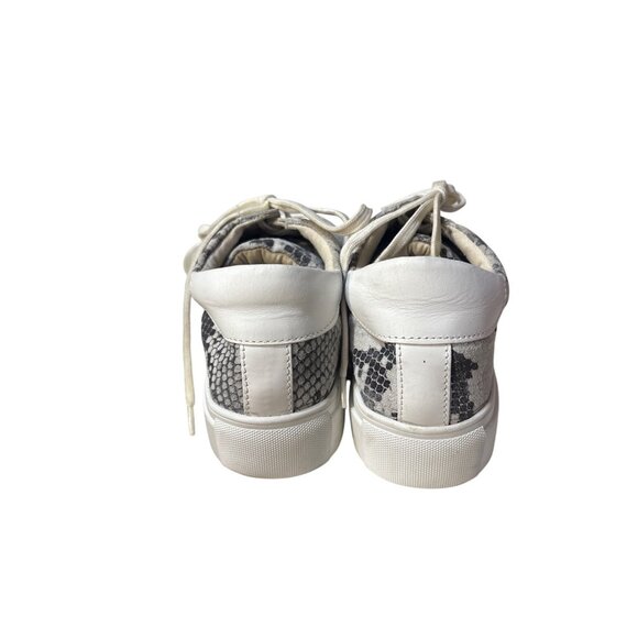 Myra Snake Print Low-Top Sneakers White & Gray Textured Lace-Up Casual Shoes Siz - Picture 4 of 6